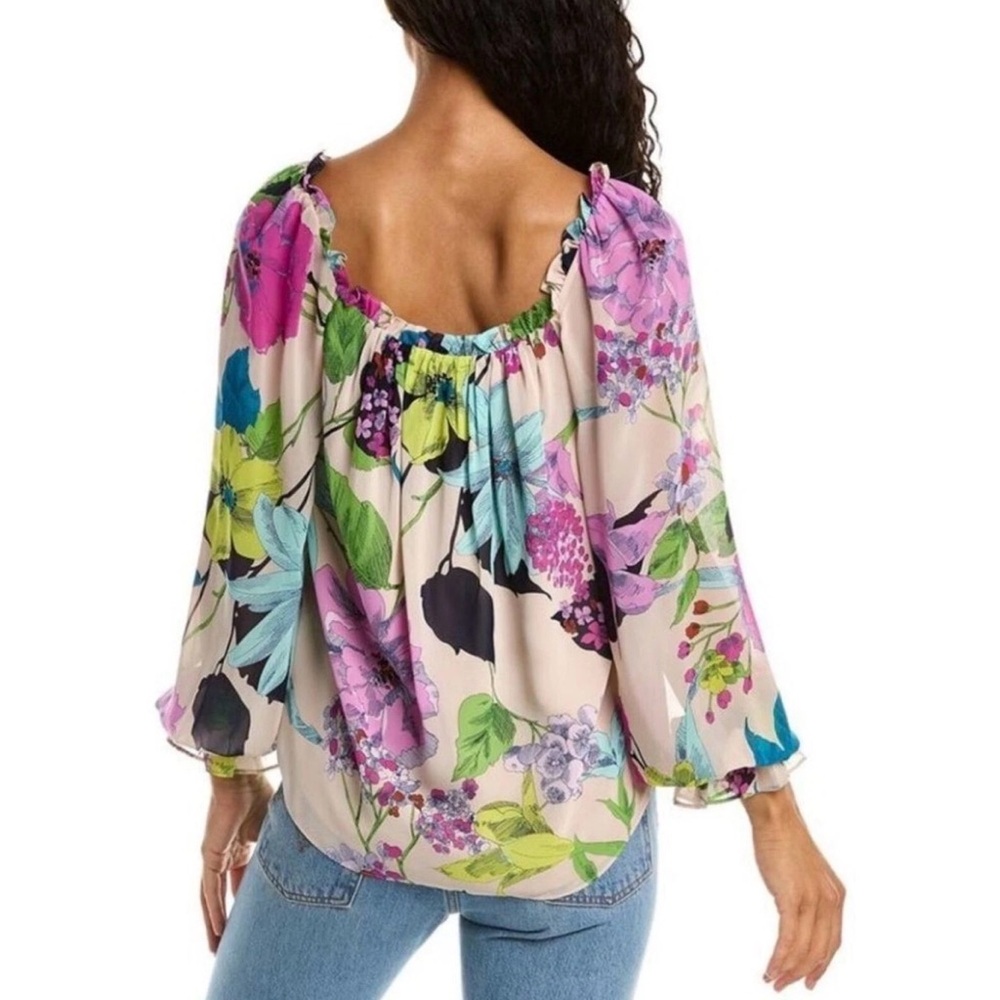 TRINA TURK Sophia Top Floral Peasant Blouse  Size Large - Picture 2 of 11